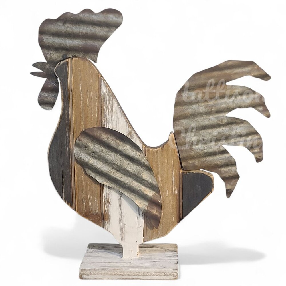 Wooden Reclaimed Rooster Decor